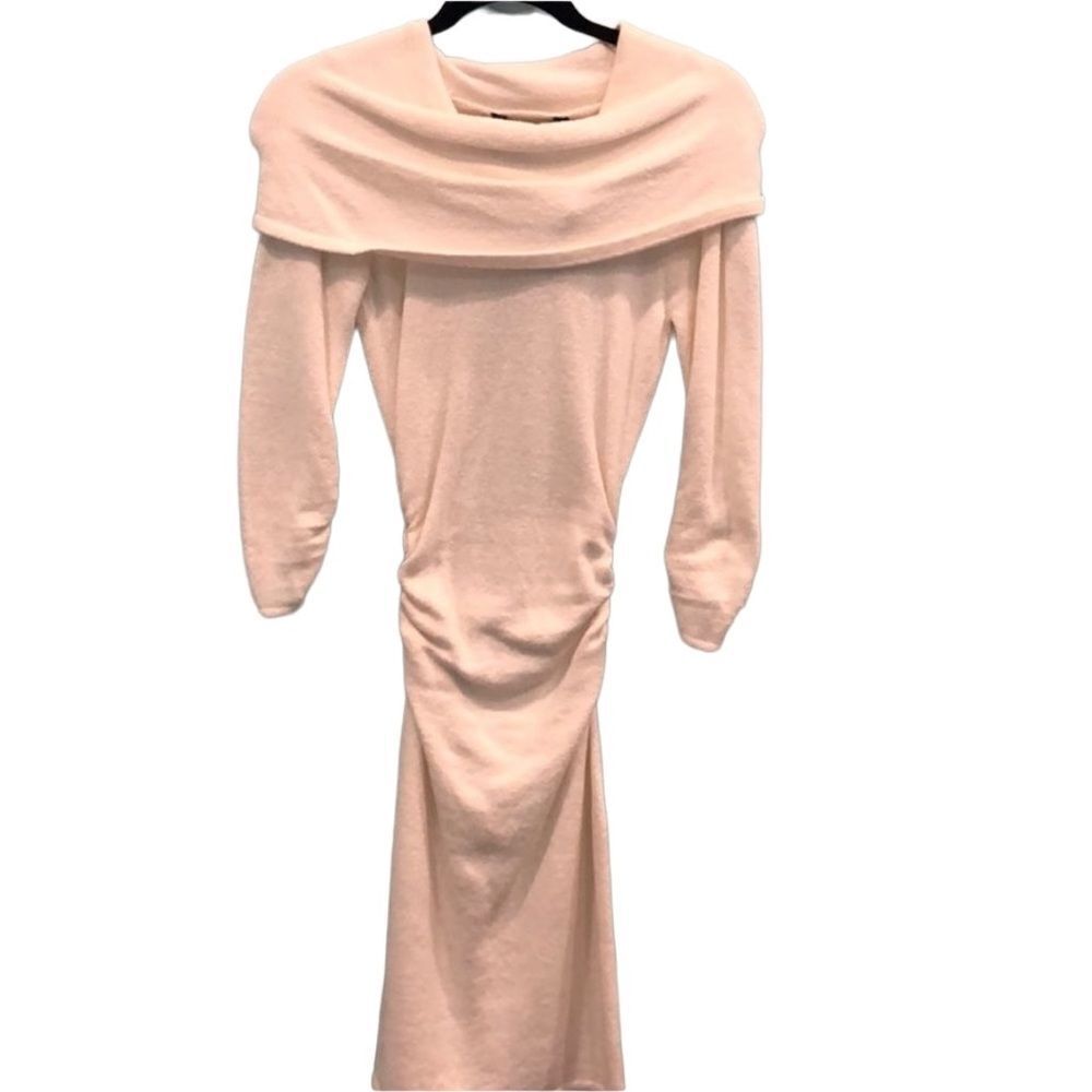 BCBGMaxAzria Blush Pink Off-Shoulder Midi Dress